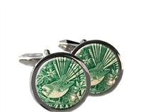 Fantail 1935 Postage Stamp Cufflinks Round